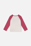 Raglan Organic Cotton T-Shirt Pinkish Violet And White