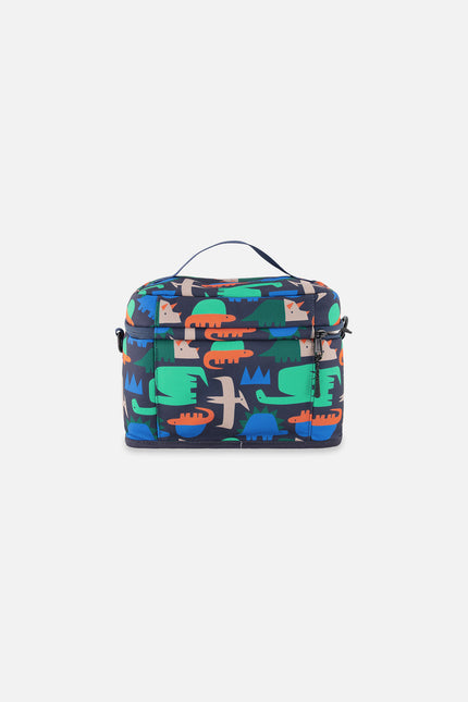 Lunch Box Navy Dinosaur Print