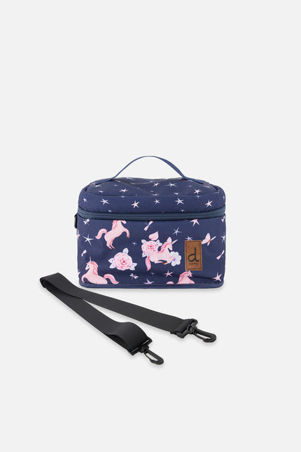 Lunch Box Navy Unicorn Print