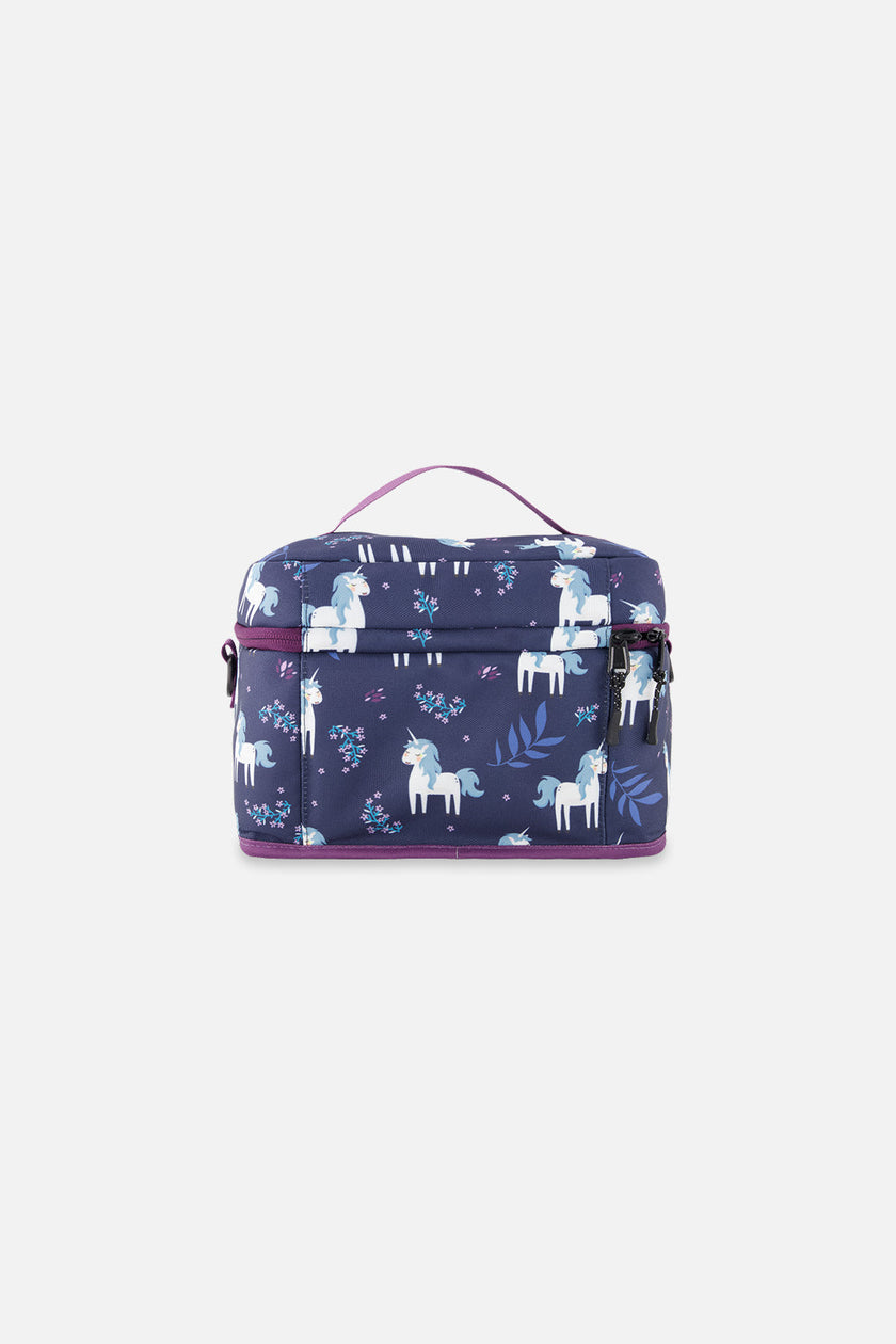 Lunch Box Blue And Purple Unicorn Print