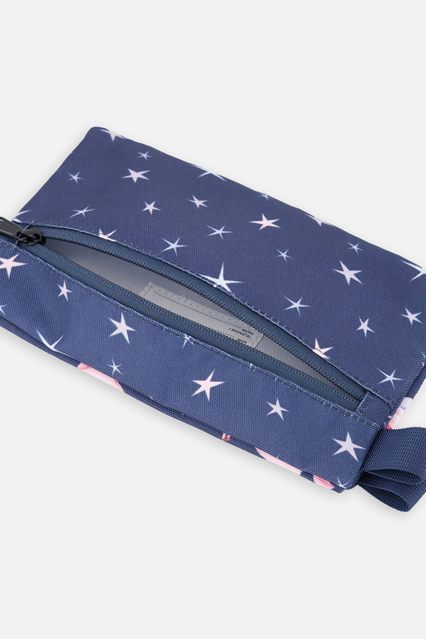 Pencil Case Navy Unicorn Print