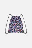Drawstring Bag Black Printed With Hearts