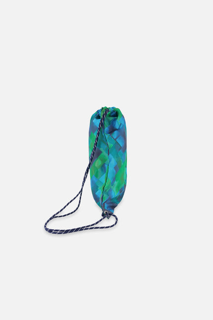 Drawstring Bag Blue Diamond Print