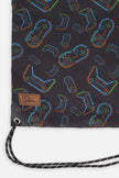 Drawstring Bag Black Printed Controller