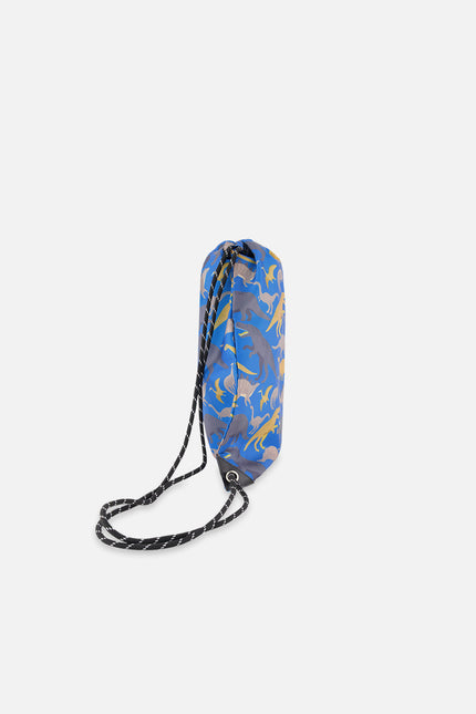 Drawstring Bag Blue Dinosaur Print