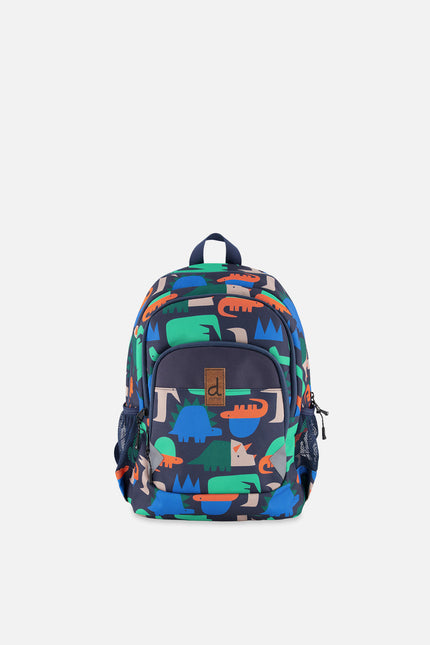 Little Kids Backpack Navy Dinosaur Print