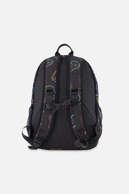 Kids Backpack Black Printed Controller