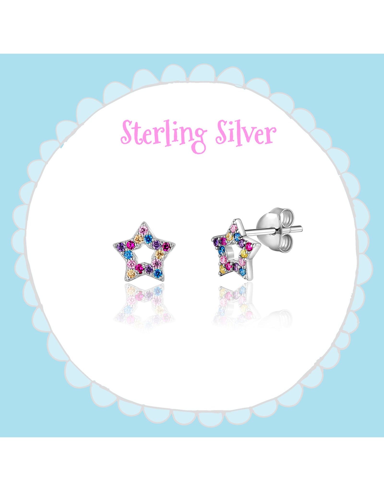 Sterling Silver Earrings - Multi-Colored Stars - Girl Nation