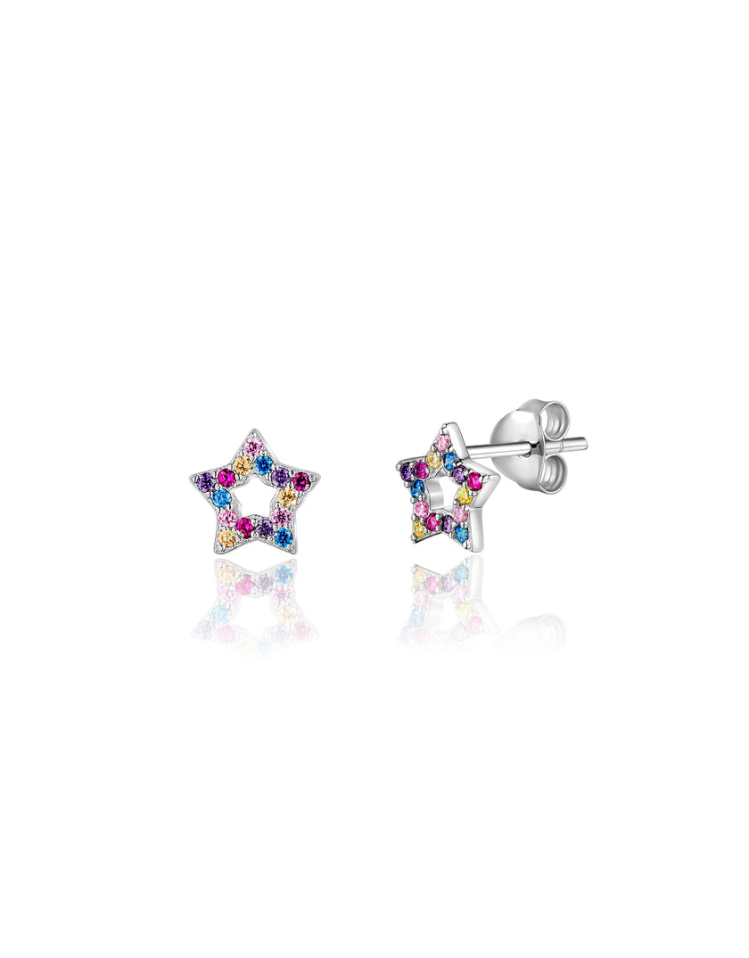 Sterling Silver Earrings - Multi-Colored Stars - Girl Nation