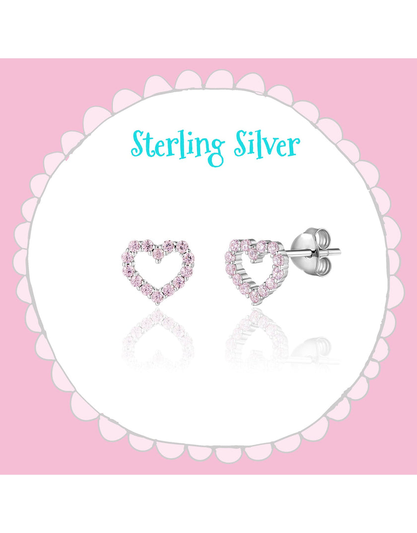 Silver Earrings - Pink Hearts - Girl Nation