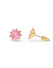 Enamel Stud Earrings - Pink Daisy - Girl Nation