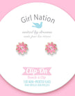 Enamel Clip-on Earrings - Pink Daisy - Girl Nation