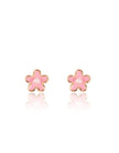 Enamel Stud Earrings - Pink Fancy Flower - Girl Nation