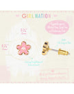 Enamel Stud Earrings - Pink Fancy Flower - Girl Nation