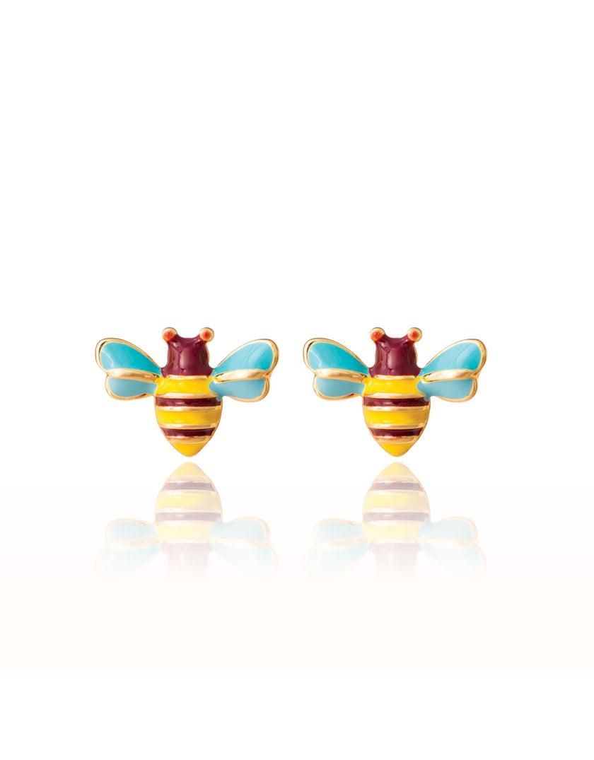 Enamel Stud Earrings - Buzzing Bee - Girl Nation