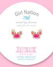 Enamel Clip-on Earrings - Happy Crab - Girl Nation