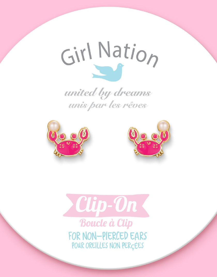 Enamel Clip-on Earrings - Happy Crab - Girl Nation