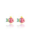 Enamel Stud Earrings - Glitter Rainbow Fish - Girl Nation