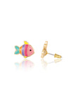 Enamel Stud Earrings - Glitter Rainbow Fish - Girl Nation