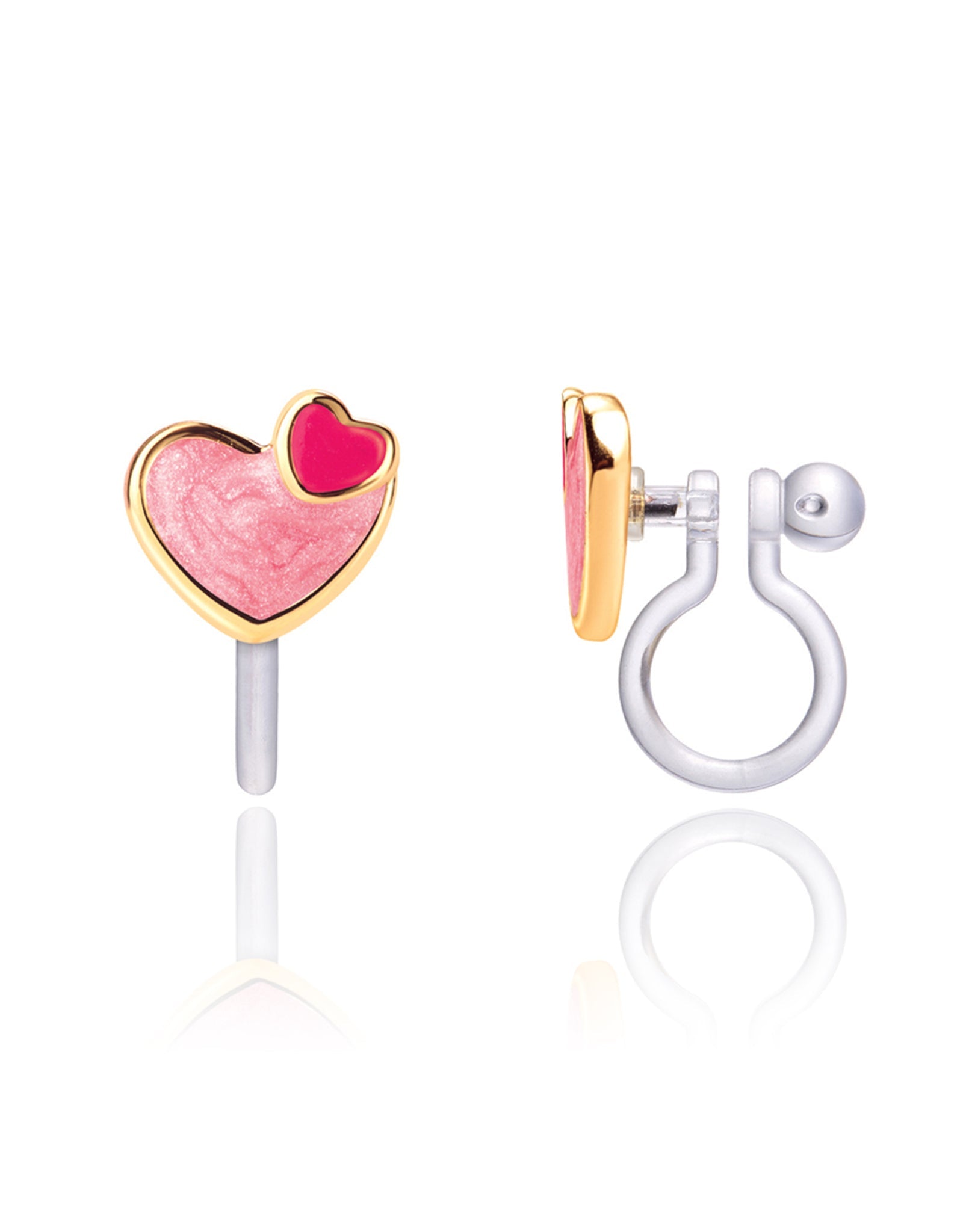 Enamel Clip-on Earrings - Heart 2 Heart - Girl Nation
