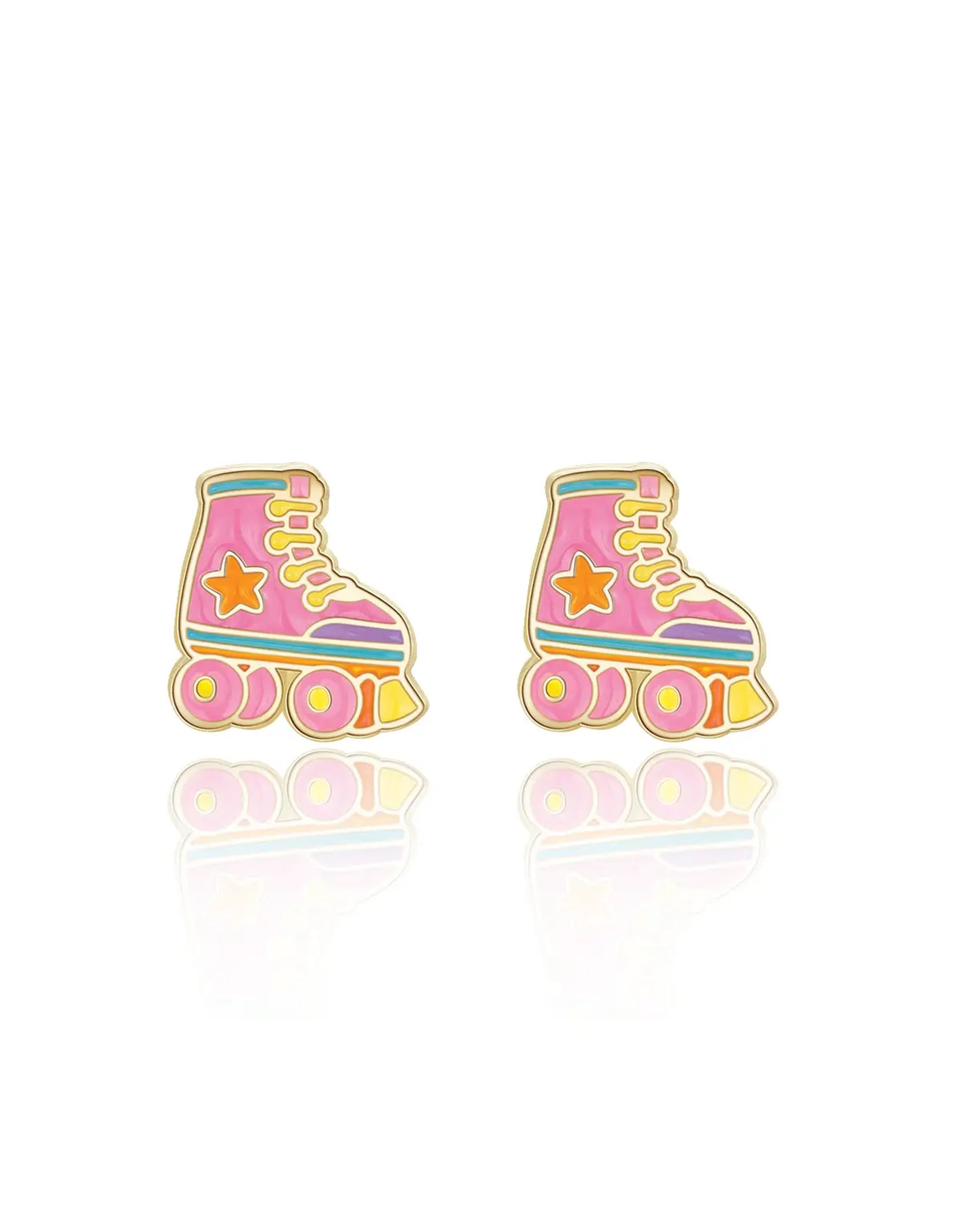 Enamel Stud Earrings - Roller Skates - Girl Nation