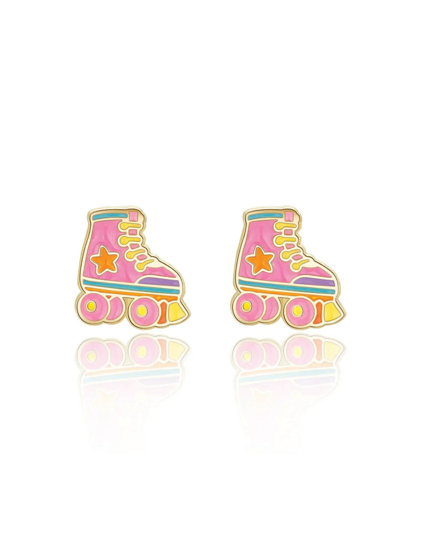 Enamel Stud Earrings - Roller Skates - Girl Nation
