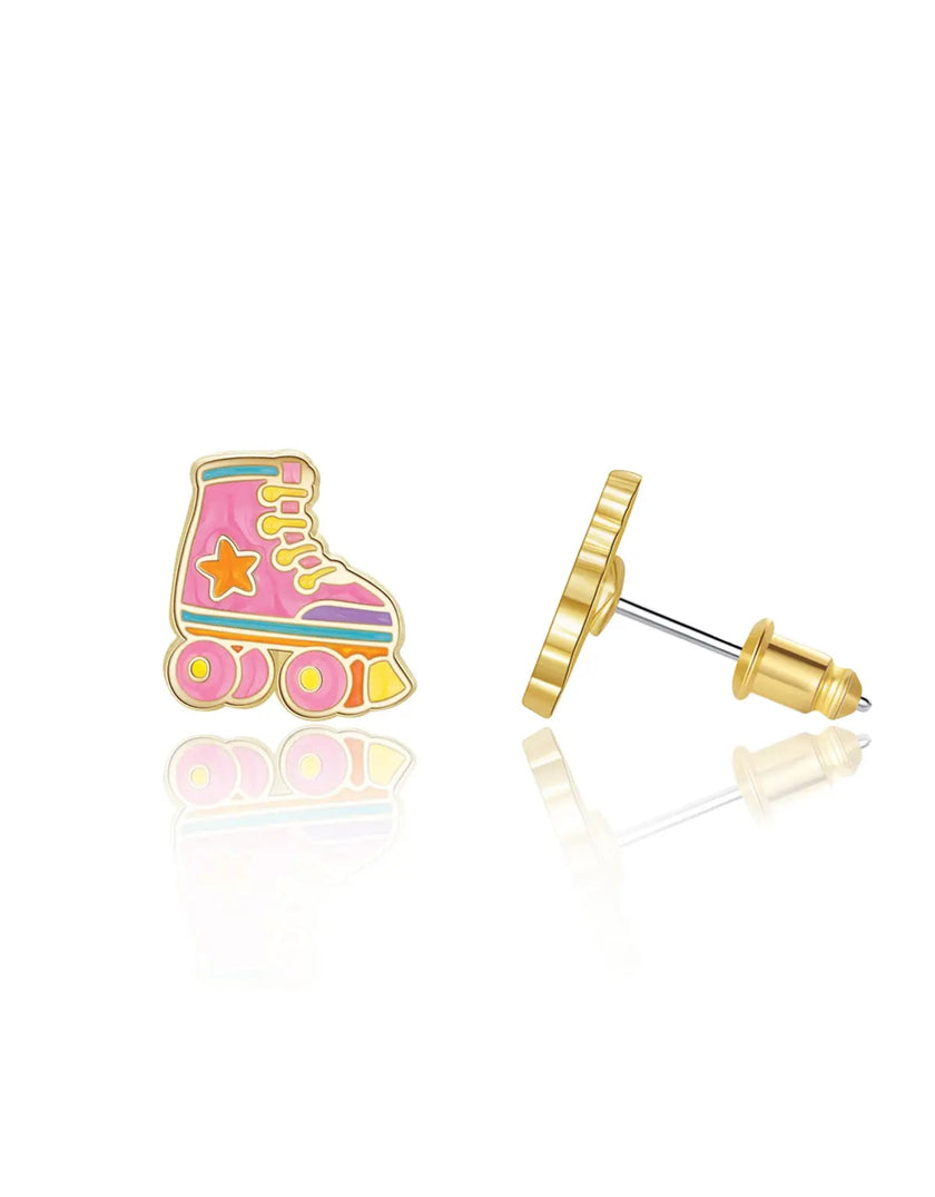 Enamel Stud Earrings - Roller Skates - Girl Nation