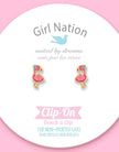 Enamel Clip-on Earrings - Fantastic Flamingo - Girl Nation