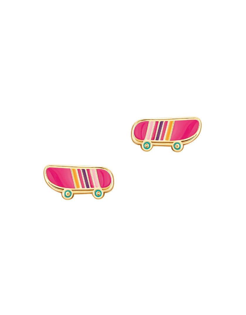 Enamel Stud Earrings - Skateboard - Girl Nation
