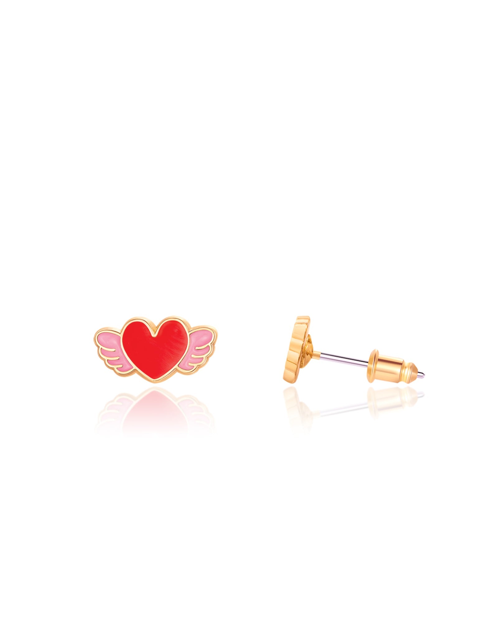 Enamel Stud Earrings - Angel Heart - Girl Nation