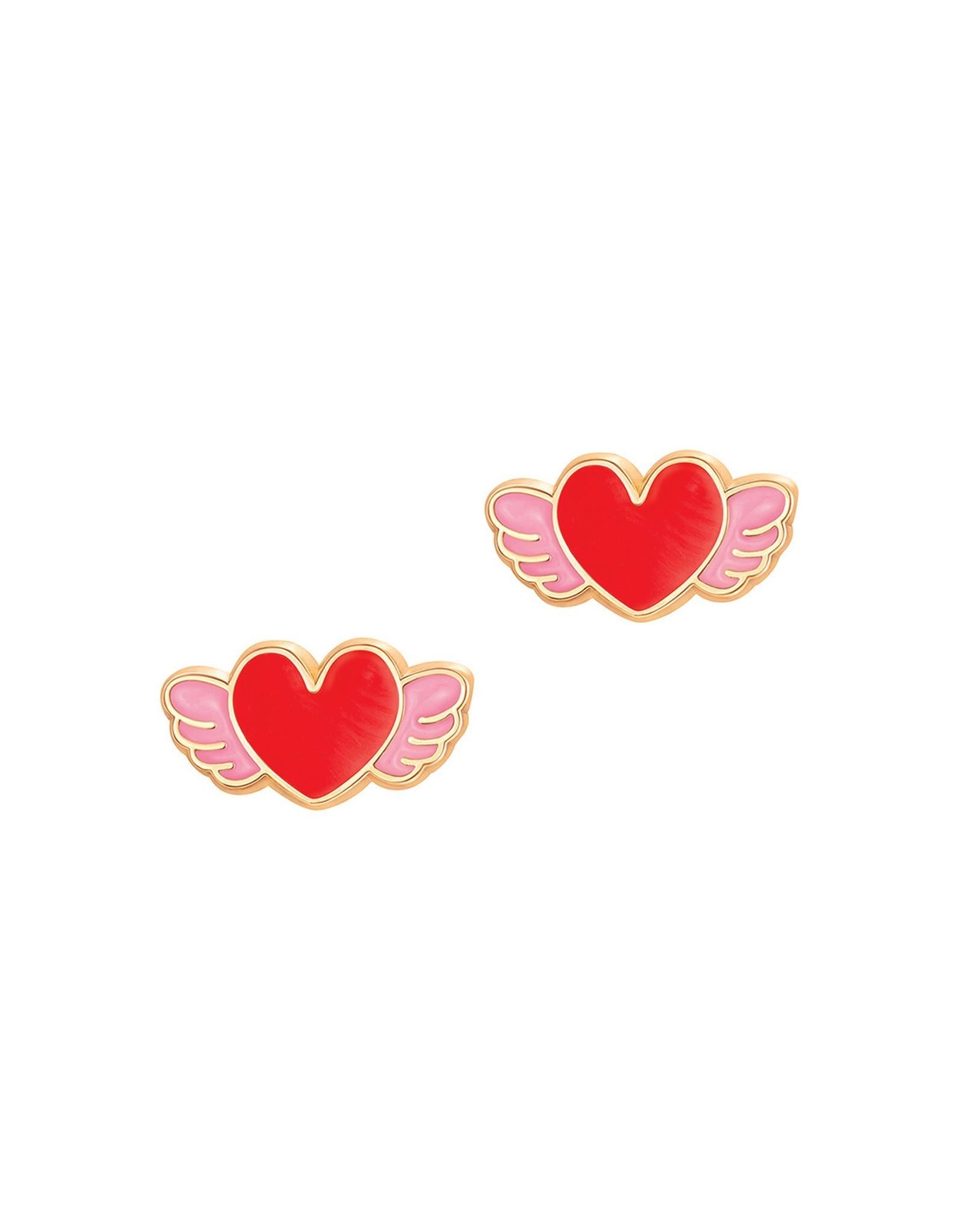Enamel Stud Earrings - Angel Heart - Girl Nation