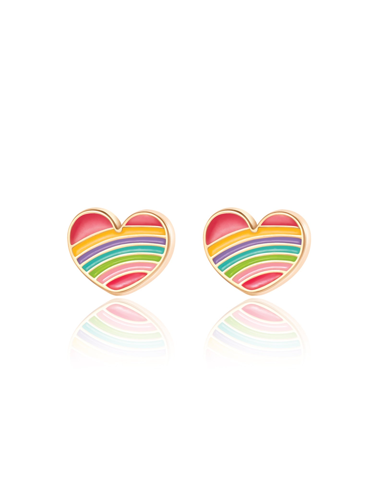 Enamel Stud Earrings - Rainbow Heart - Girl Nation