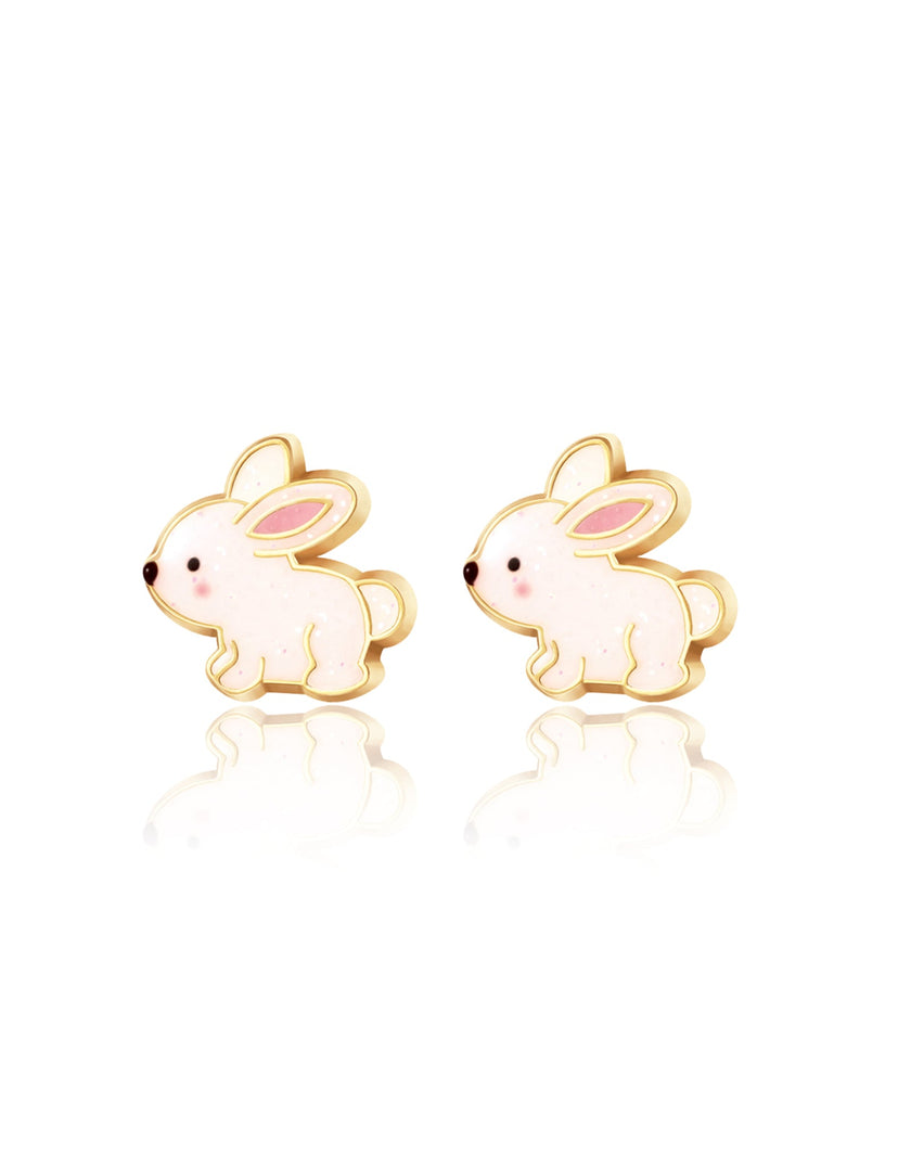 Enamel Stud Earrings - Glitter Rabbit - Girl Nation