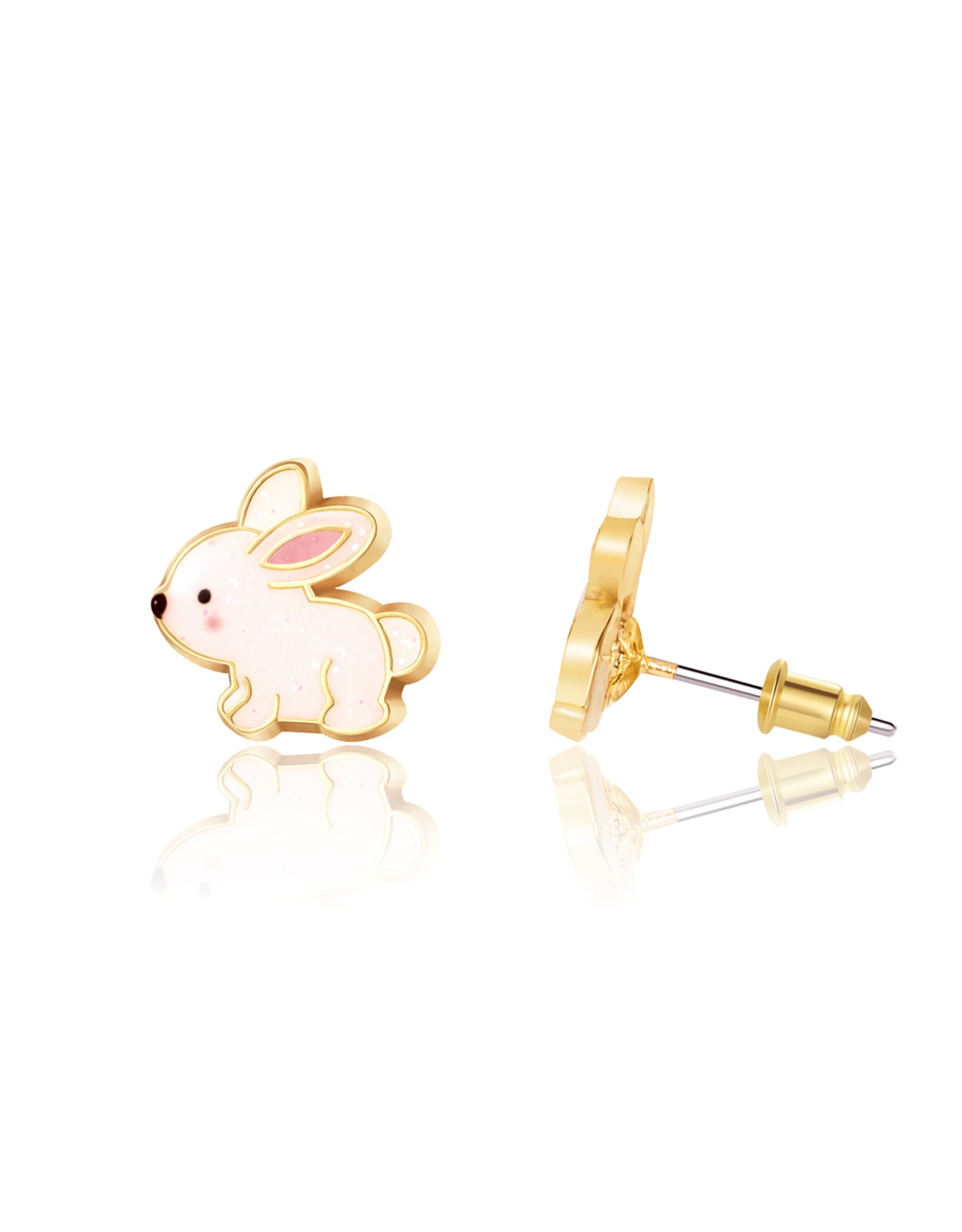 Enamel Stud Earrings - Glitter Rabbit - Girl Nation