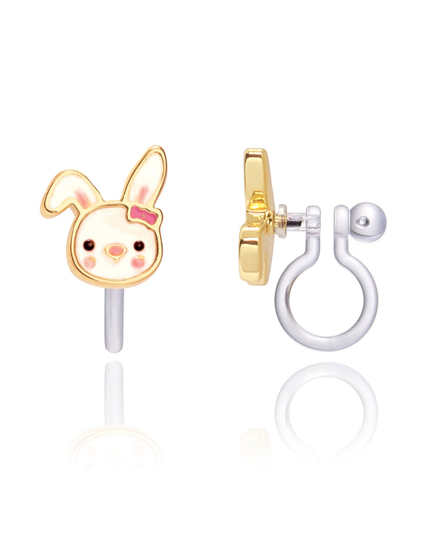 Enamel Clip-on Earrings - Bouncy Bunny - Girl Nation