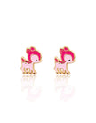 Enamel Stud Earrings - Pink Deer - Girl Nation