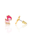 Enamel Stud Earrings - Pink Deer - Girl Nation