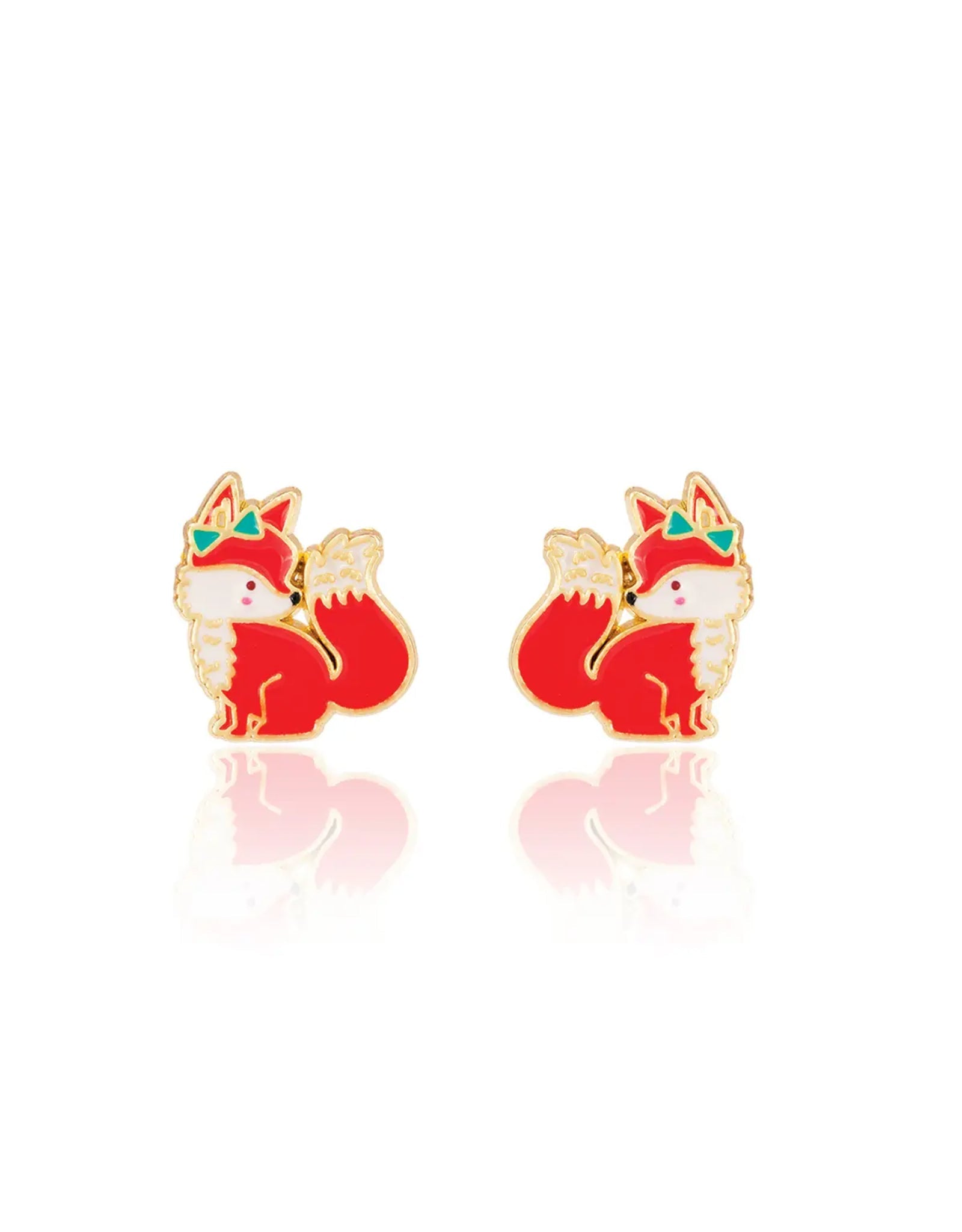 Enamel Stud Earrings - Fancy Fox - Girl Nation