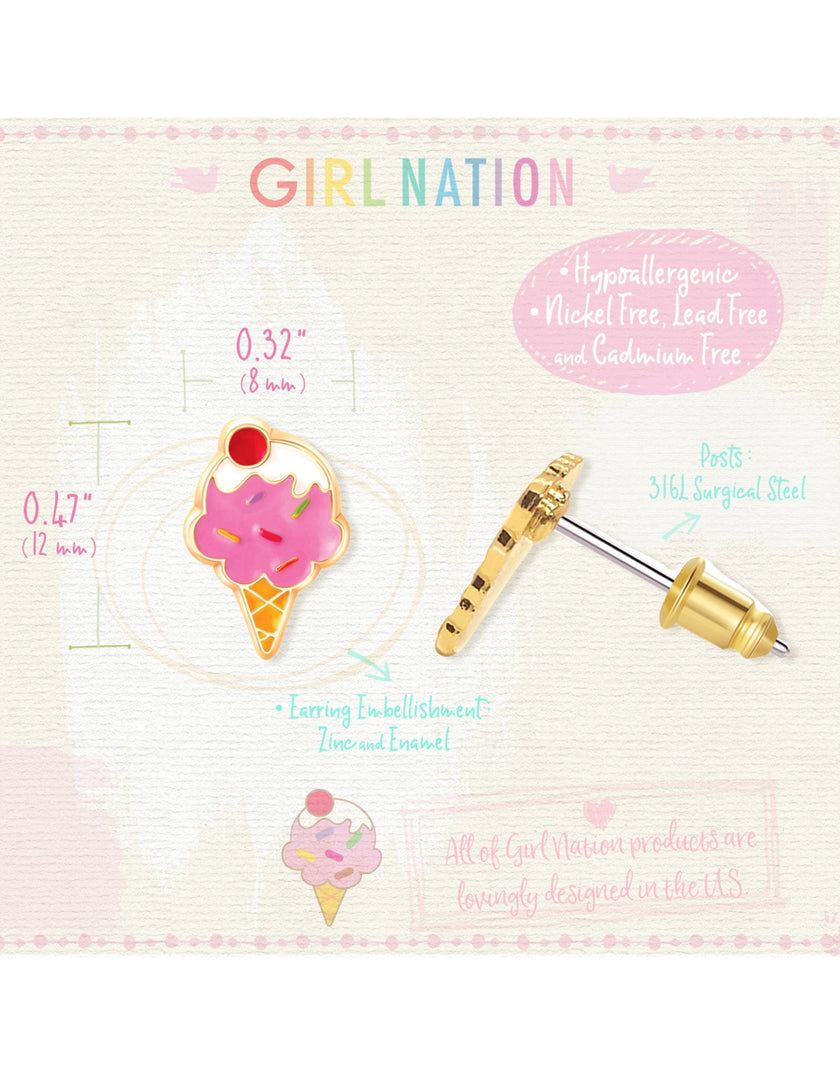 Enamel Stud Earrings - Ice Cream Dream - Girl Nation