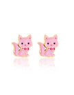 Enamel Studs Earrings - Pink Kitty - Girl Nation