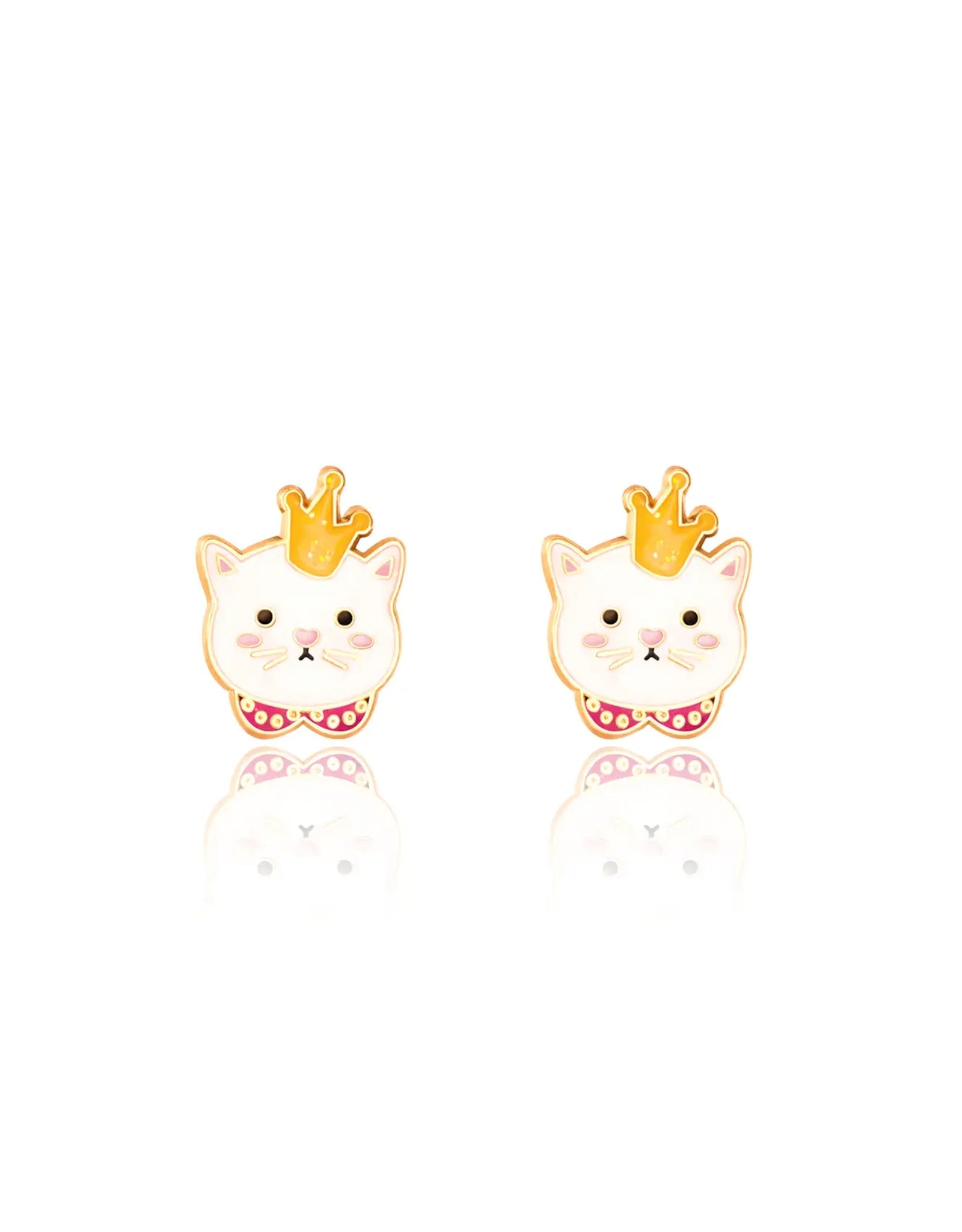 Enamel Stud Earrings - Kitty Princess - Girl Nation