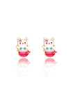 Enamel Stud Earrings - Bunny Mermaid - Girl Nation