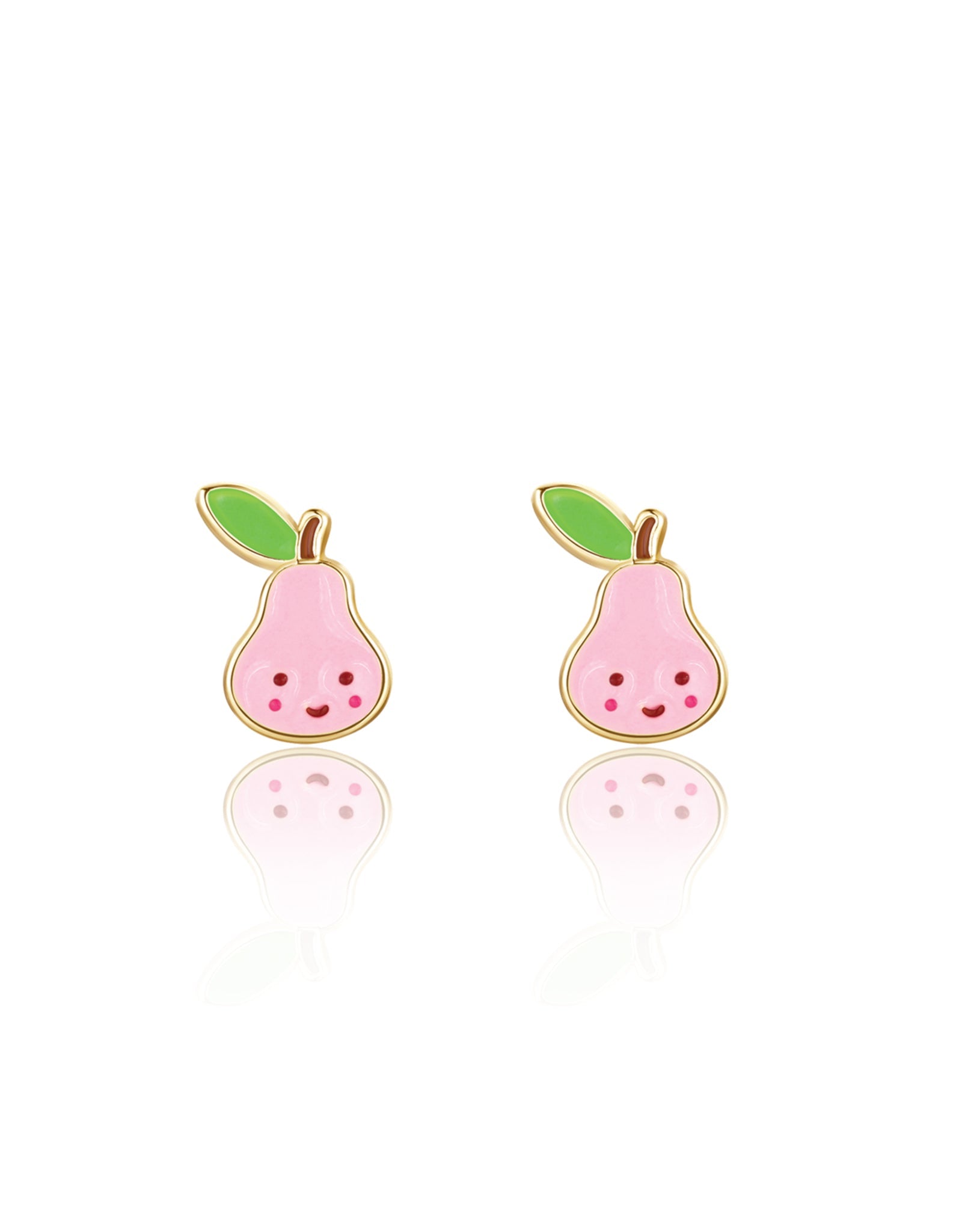 Enamel Stud Earrings - Pink Pear - Girl Nation