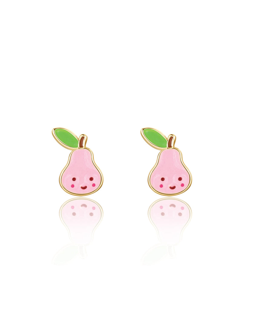 Enamel Stud Earrings - Pink Pear - Girl Nation