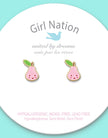 Enamel Stud Earrings - Pink Pear - Girl Nation
