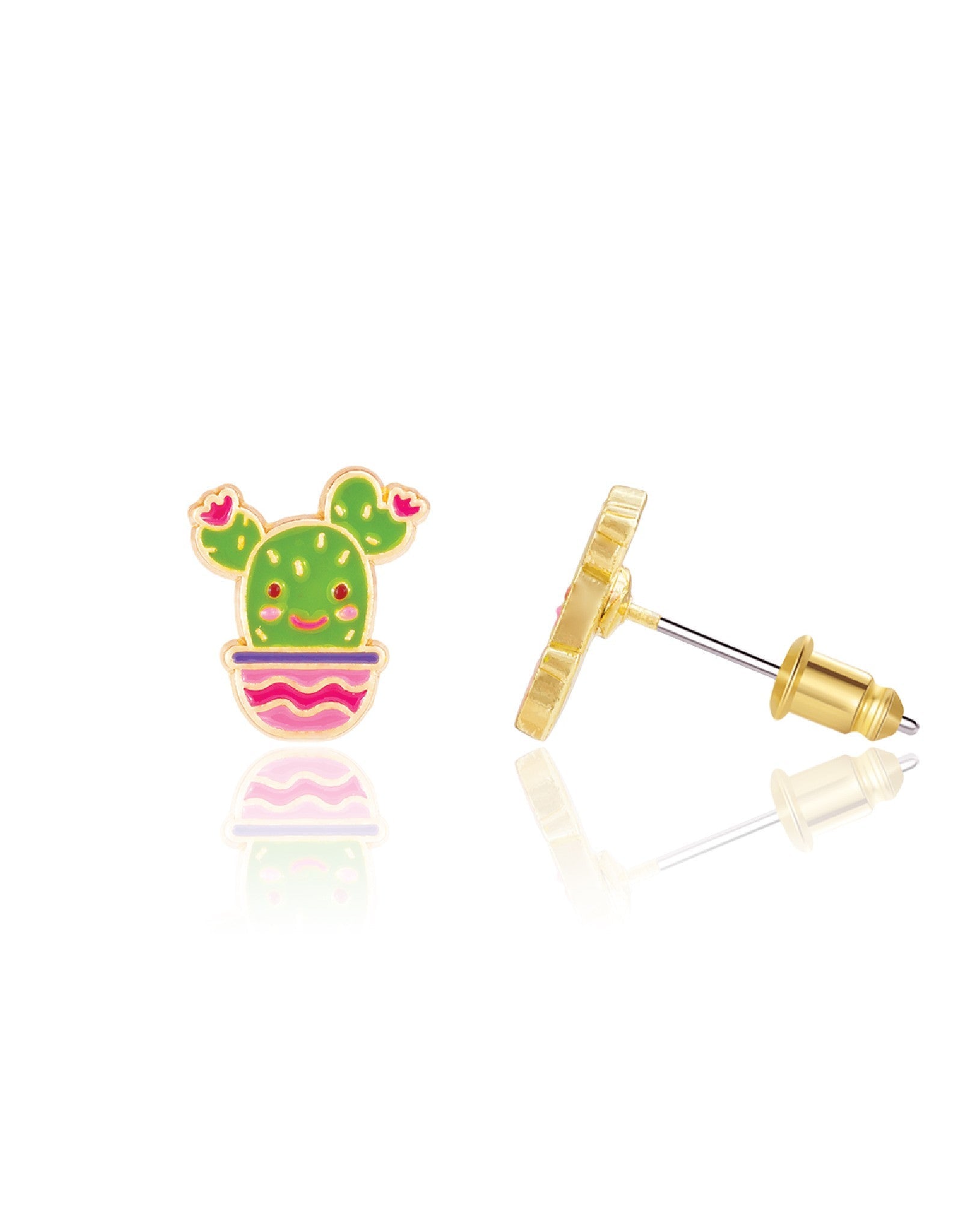 Enamel Stud Earrings - Cactus - Girl Nation