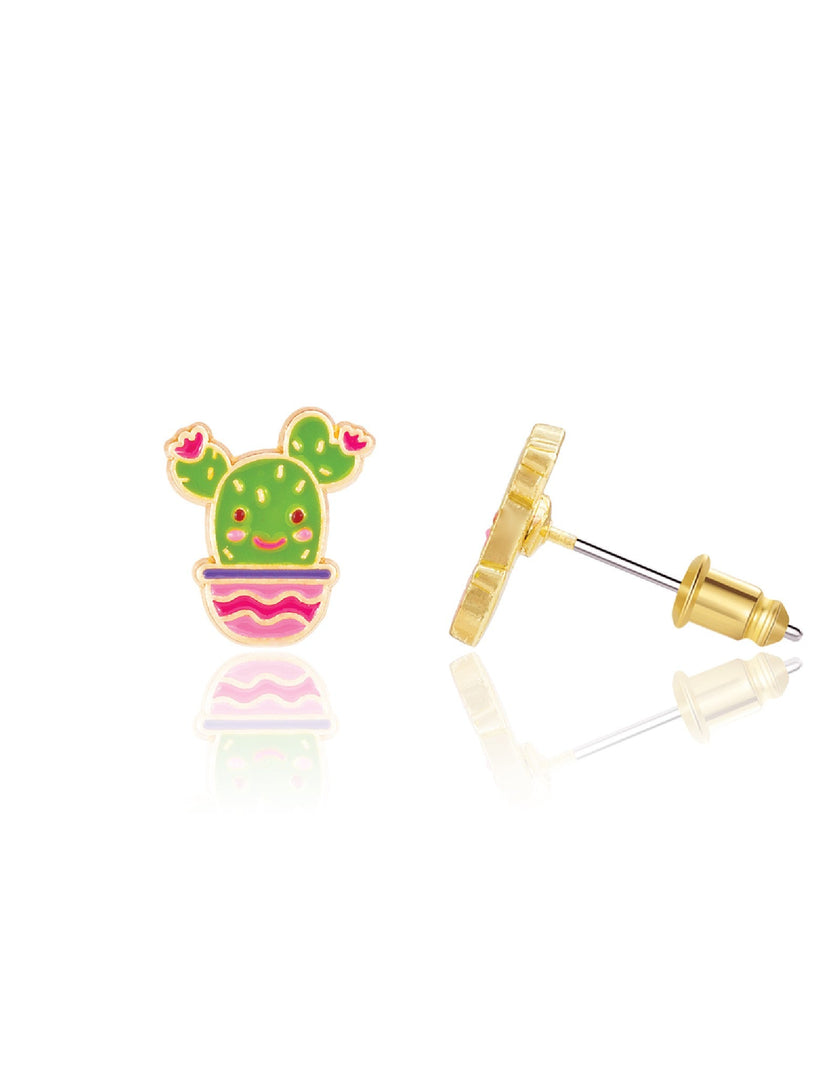 Enamel Stud Earrings - Cactus - Girl Nation