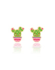 Enamel Stud Earrings - Cactus - Girl Nation