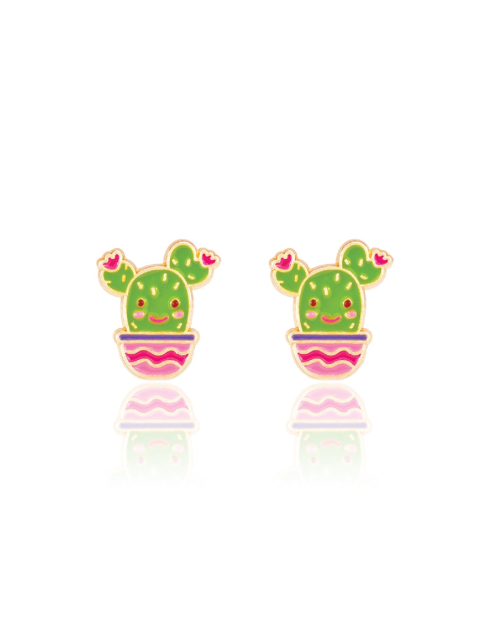 Enamel Stud Earrings - Cactus - Girl Nation