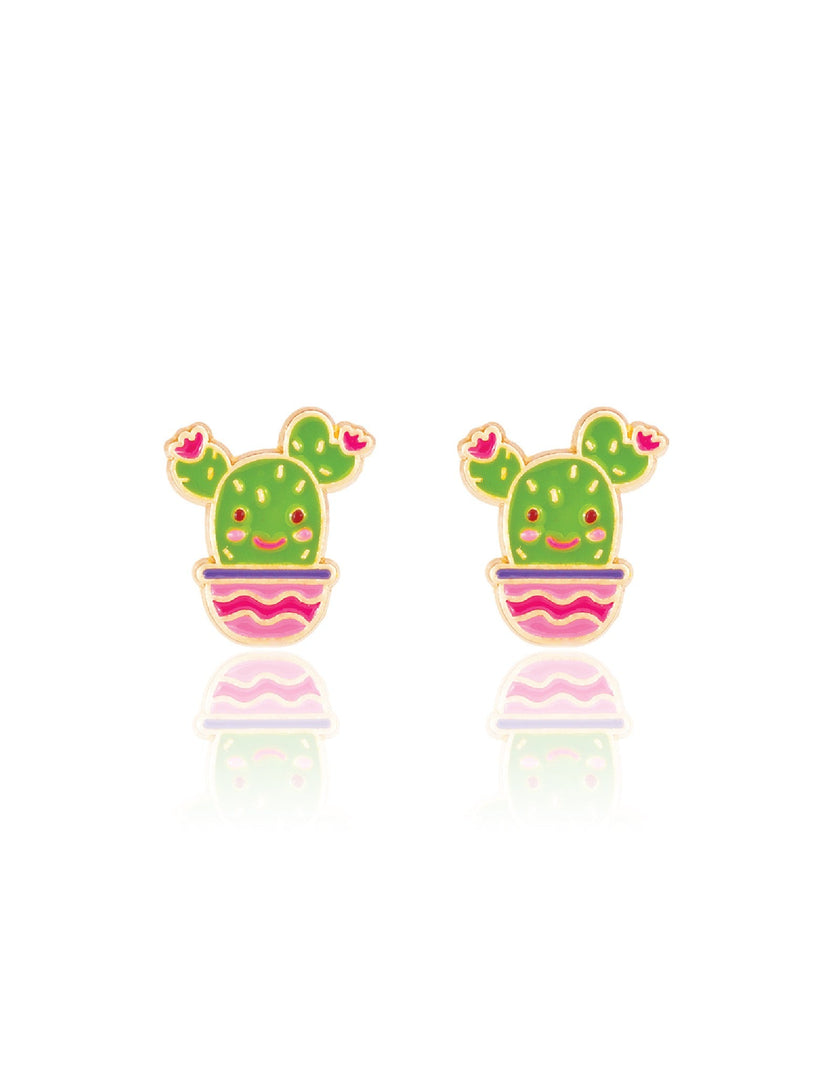 Enamel Stud Earrings - Cactus - Girl Nation